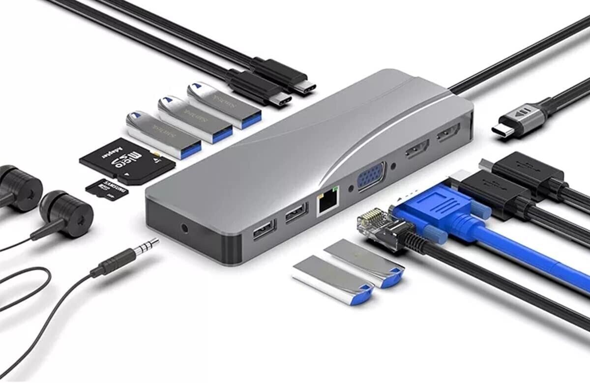 Navor TYPE-C TypeC 14In1 Metal Multiport Adapter Hub Dock 4K HDMI USB3.0 Mac PC