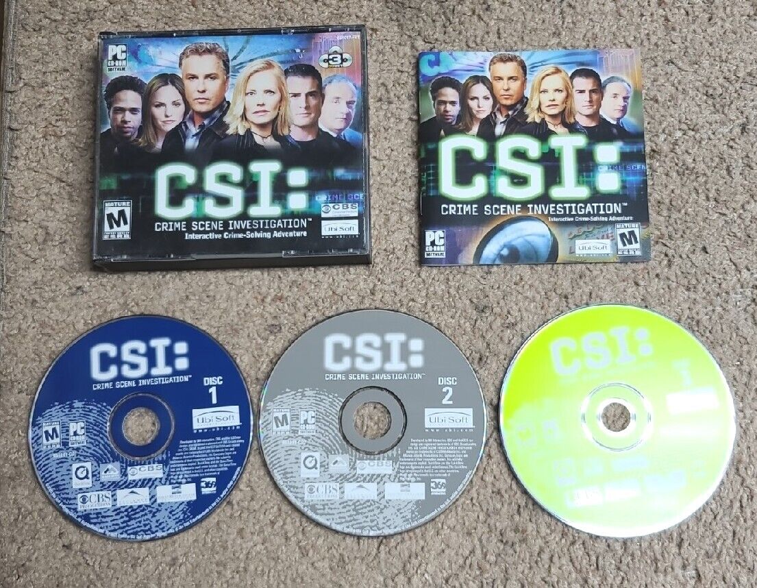  CSI:Crime Scene Investigation Crime-Solving Adventure (PC CD-ROM, 2003, 3 CDs)
