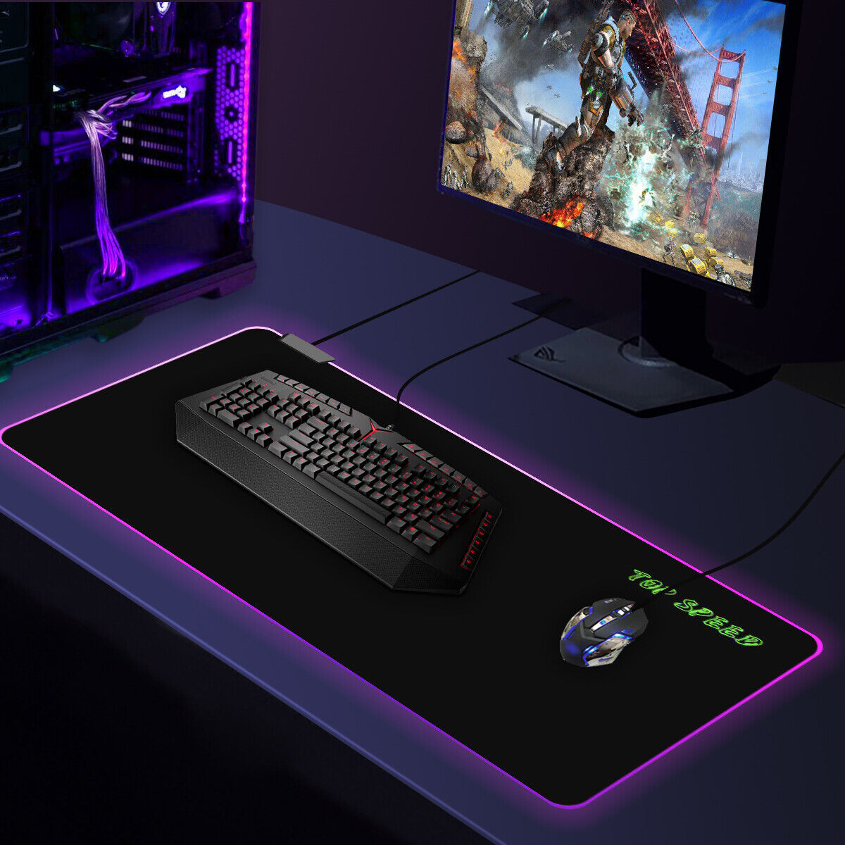 Gaming Mouse Pad RGB LED Light Computer Keyboard Mouse Mat 9 Colors Large Size 