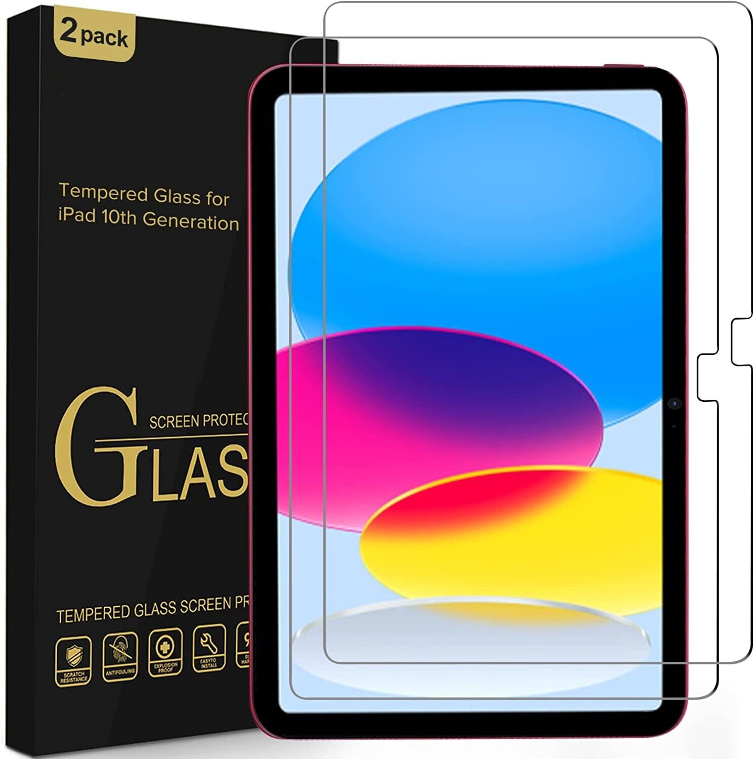 2X For Apple iPad 10th Gen 2022 10.9 INCH HD Premium Tempered Screen Protector