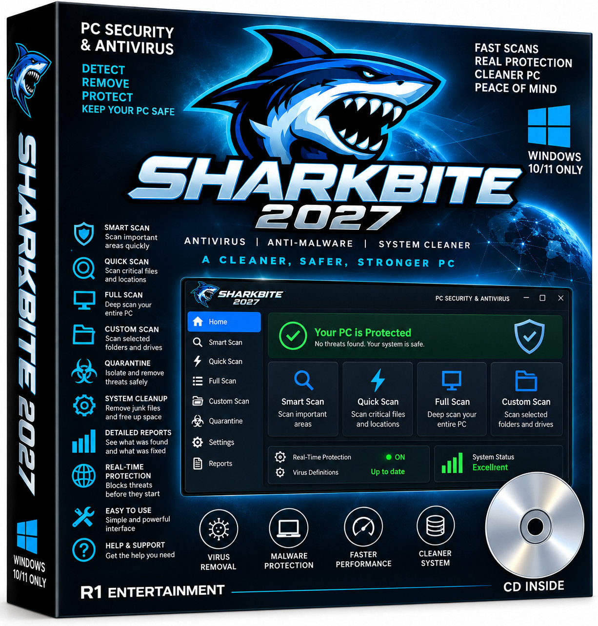SHARKBITE 2027 PC Security Antivirus Anti-Malware CD Windows 10/11 BRAND NEW SHARKBITE 2027 PC Security Antivirus Anti-Malware CD Windows 10/11 BRAND NEW