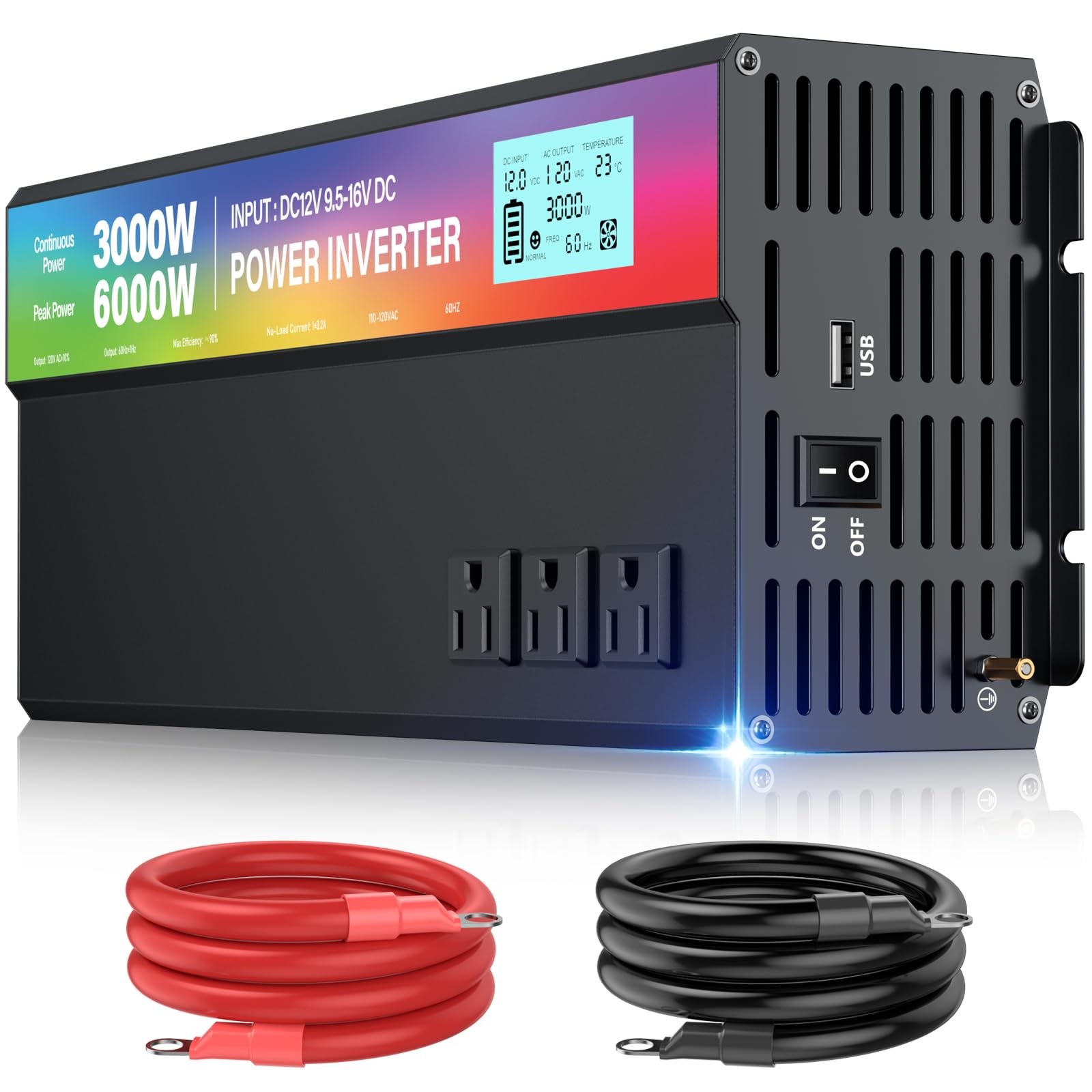 3000W Power Inverter,Peak Power 6000W 12V DC to AC 110V120V,3 RV Solar System 3000W Power Inverter,Peak Power 6000W 12V DC to AC 110V120V,3 RV Solar System