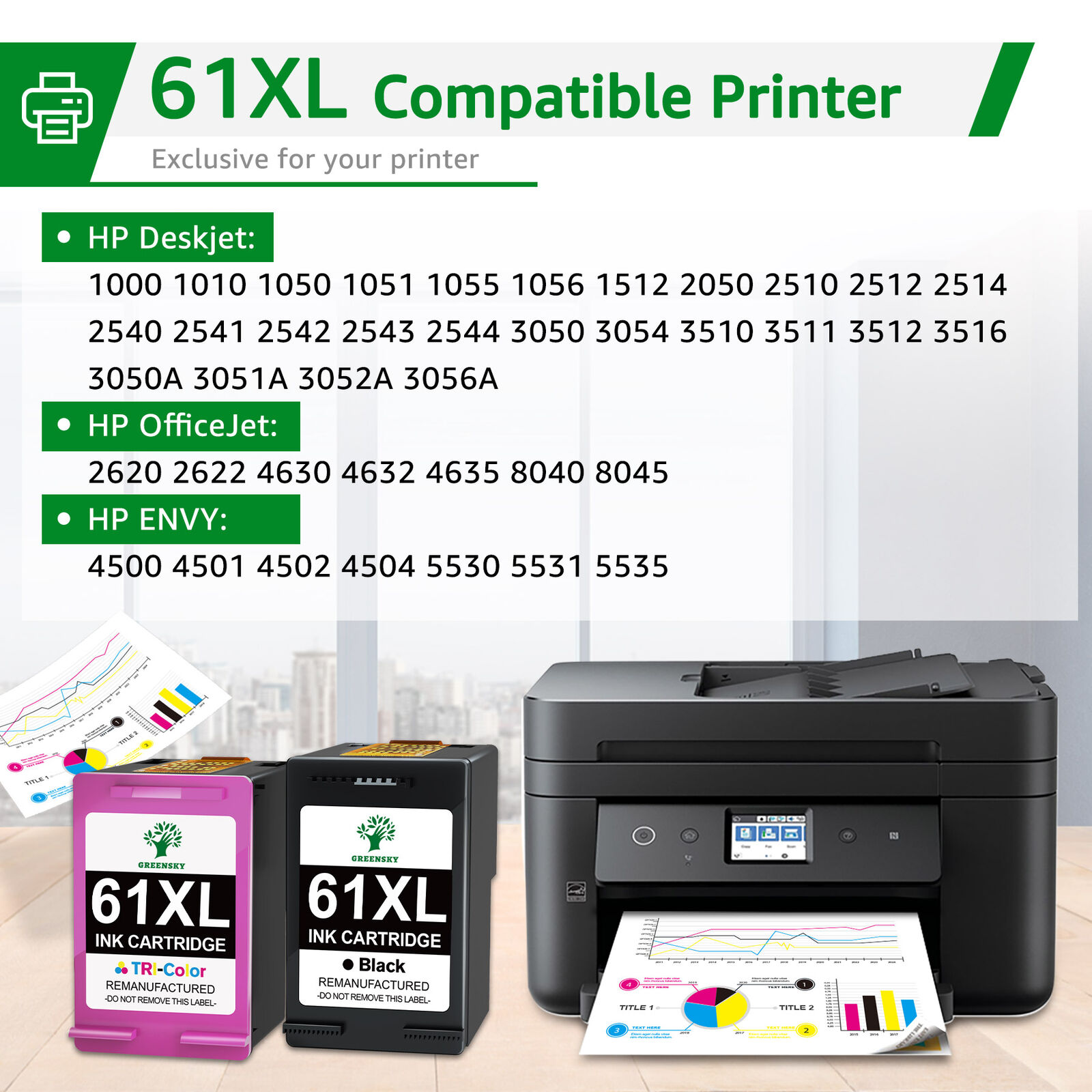 Black Color Ink Cartridges 60XL 61XL 62XL 63XL 64XL 65XL 67XL for HP Printer Lot