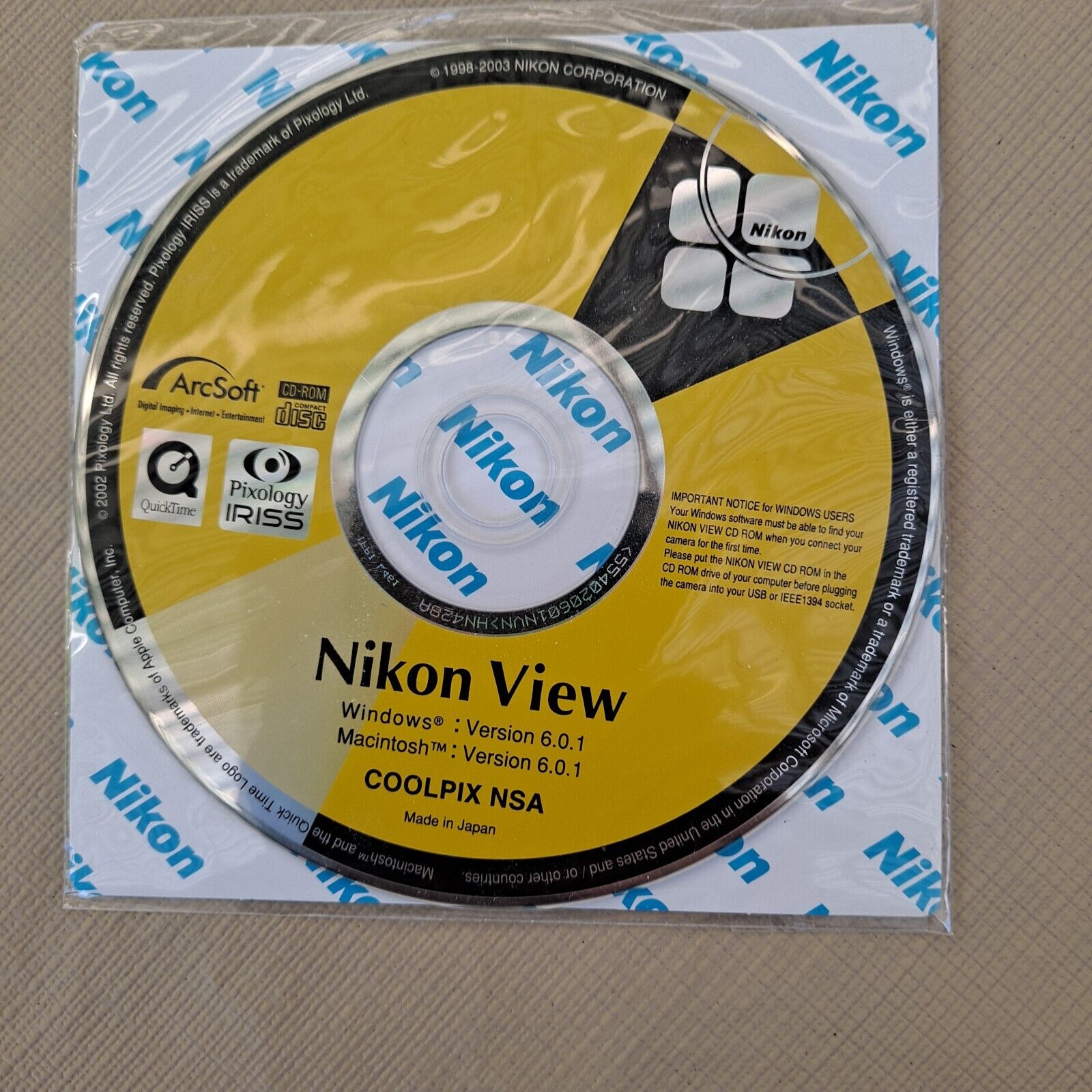 NIKON View 6 Software CD-Rom, Version 6.1 for Mac or Windows, Coolpix NSA 2003