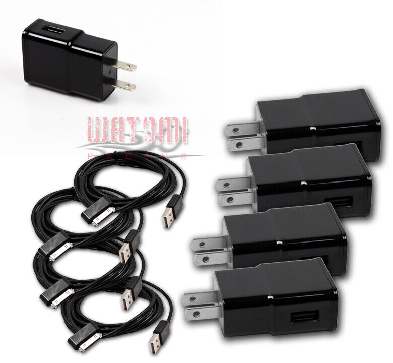 4X 2A TRAVEL ADAPTER+3FT USB 30PIN CABLE WALL CHARGER BLACK IPHONE 4S IPAD IPOD
