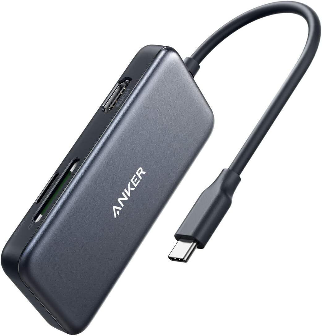 Anker USB-C Media Hub Adapter 5-in-1 4K HDMI SD Card Reader for MacBook/Tablets