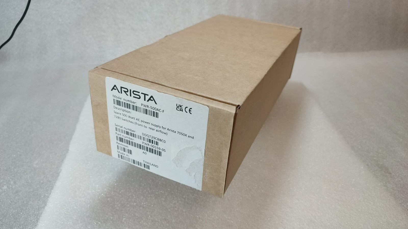 Arista PWR-500AC-F ASPWR-00159-04 495 Watt AC Power Supply, New Factory Sealed Arista PWR-500AC-F ASPWR-00159-04 495 Watt AC Power Supply, New Factory Sealed