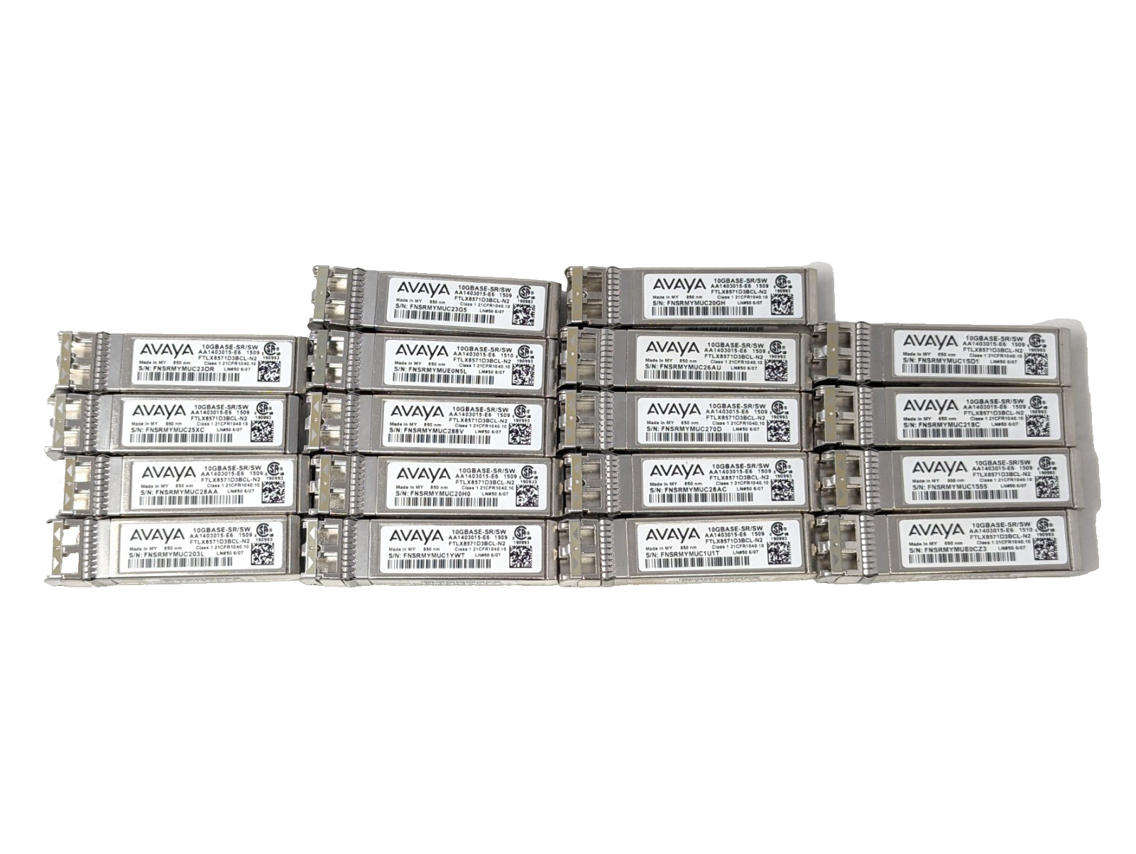 Lot of 18 AVAYA Nortel Transceiver Module 10Gbps 10GBASE-SR/SW SFP+ - Tested Lot of 18 AVAYA Nortel Transceiver Module 10Gbps 10GBASE-SR/SW SFP+ - Tested