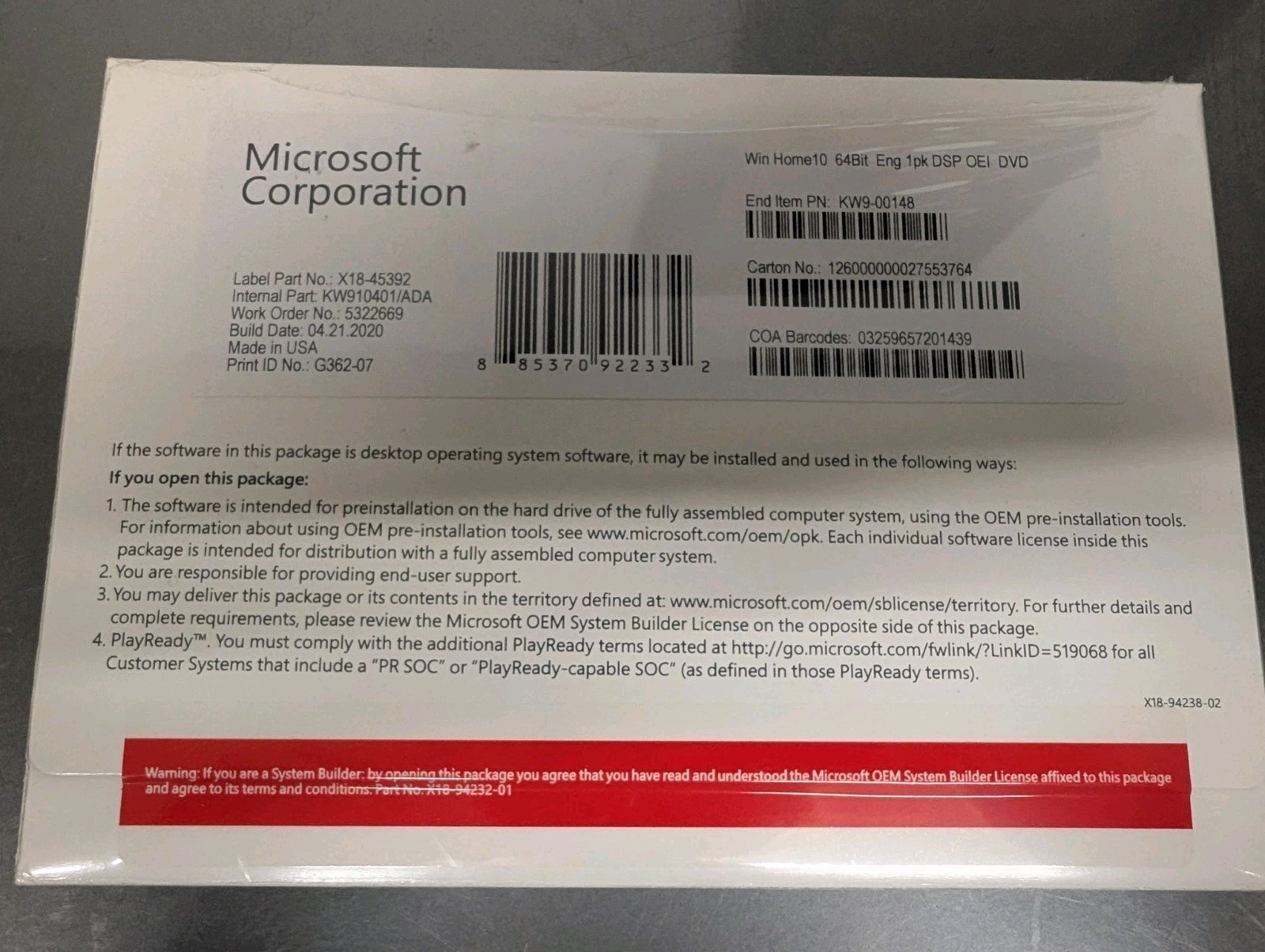 Win 10 Home 64 bit DVD with Product License Key New Sealed Win 10 Home 64 bit DVD with Product License Key New Sealed