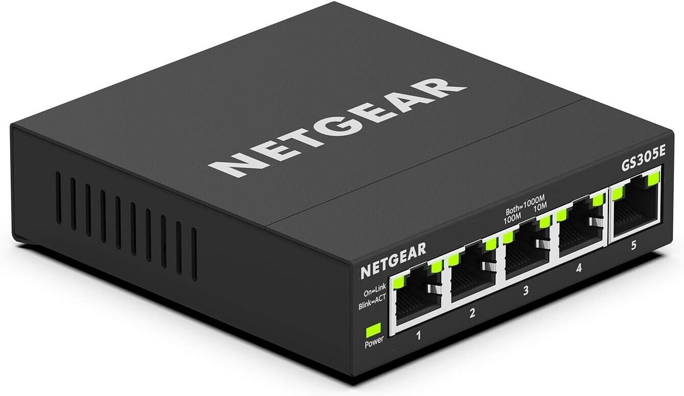 NETGEAR 5-Port Gigabit Ethernet Plus Switch Desktop or Wallmount (GS305E)- New
