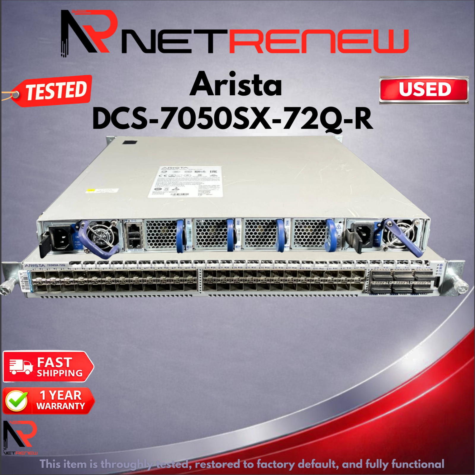Arista DCS-7050SX-72Q-R 48xSFP+ 6x40GbE QSFP+ Switch Arista DCS-7050SX-72Q-R 48xSFP+ 6x40GbE QSFP+ Switch