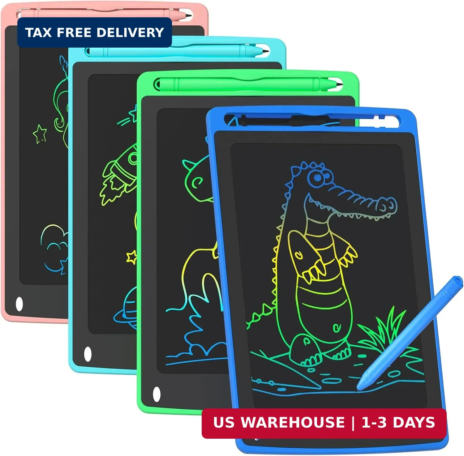 4 Pack LCD Writing Tablet for Kids, 8.5 Inch Colorful Doodle Board Drawing Table