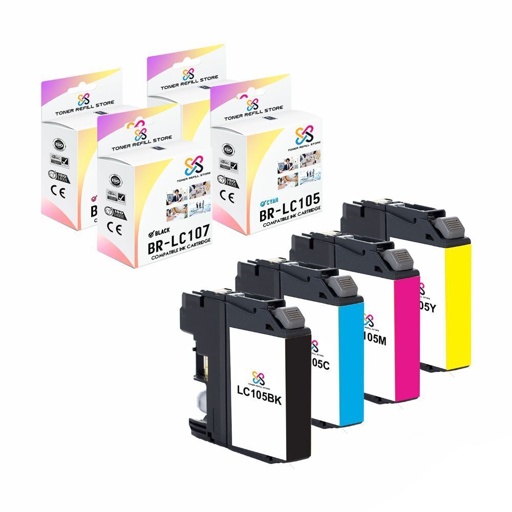 4PK TRS LC107 LC105 BCMY HY Compatible for Brother MFCJ4310DW Ink Cartridge