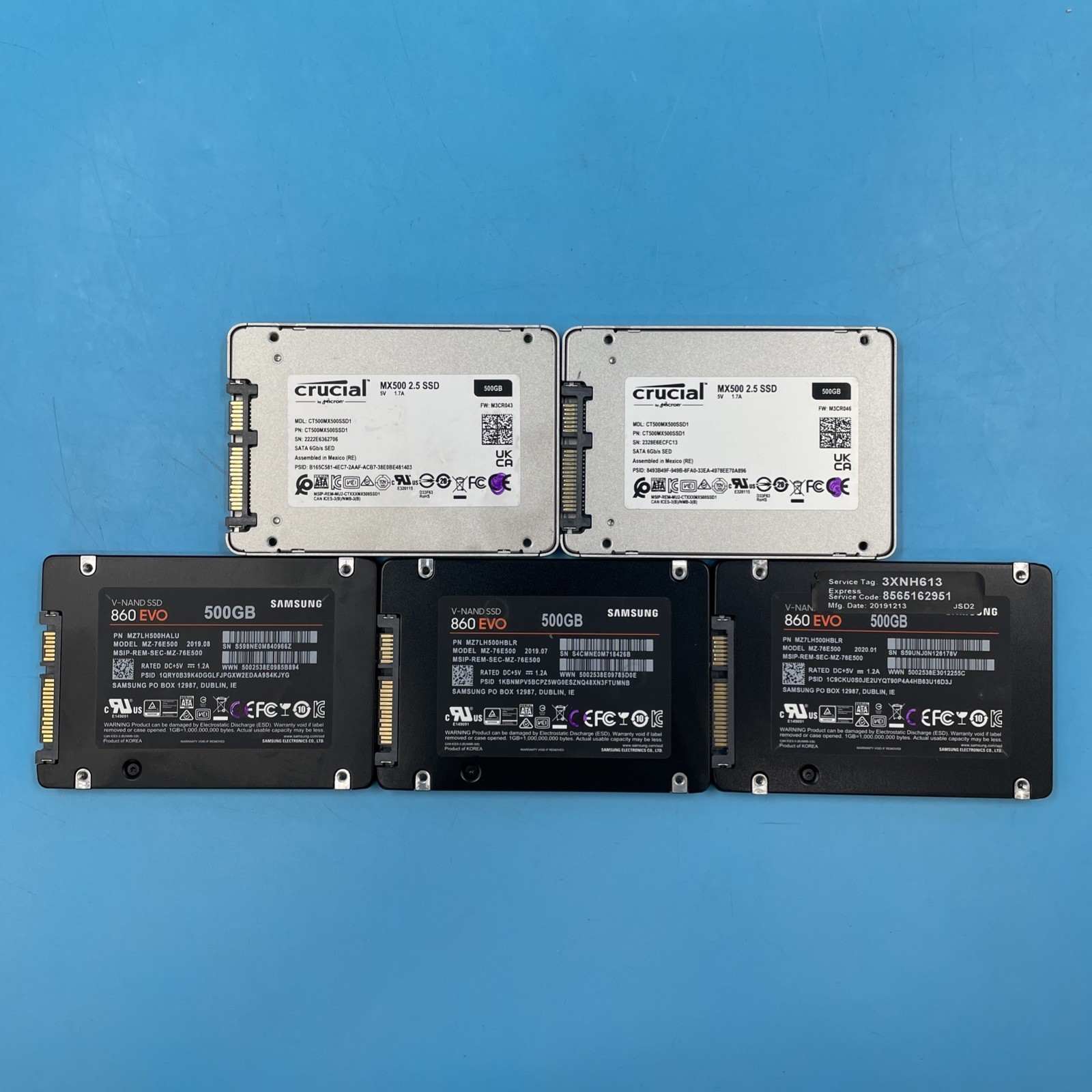 (LOT OF 5) *MIXED BRANDS* 500GB SSD 2.5 (LOT OF 5) *MIXED BRANDS* 500GB SSD 2.5