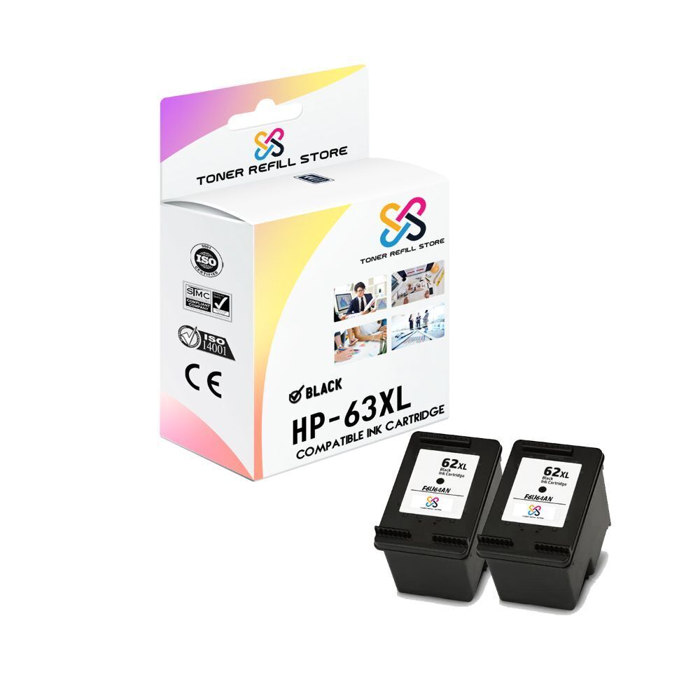 2PK TRS 63XL Black HY Compatible for HP Deskjet 1112 2130 3630 Ink Cartridge