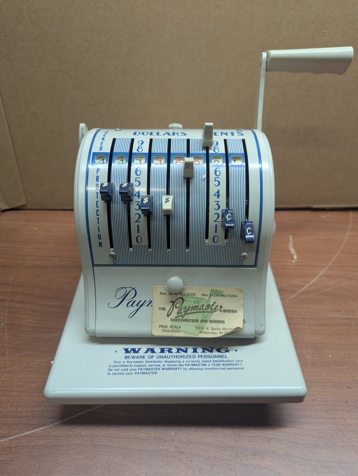 Vintage Paymaster Ribbon Writer 8000 Check Printer