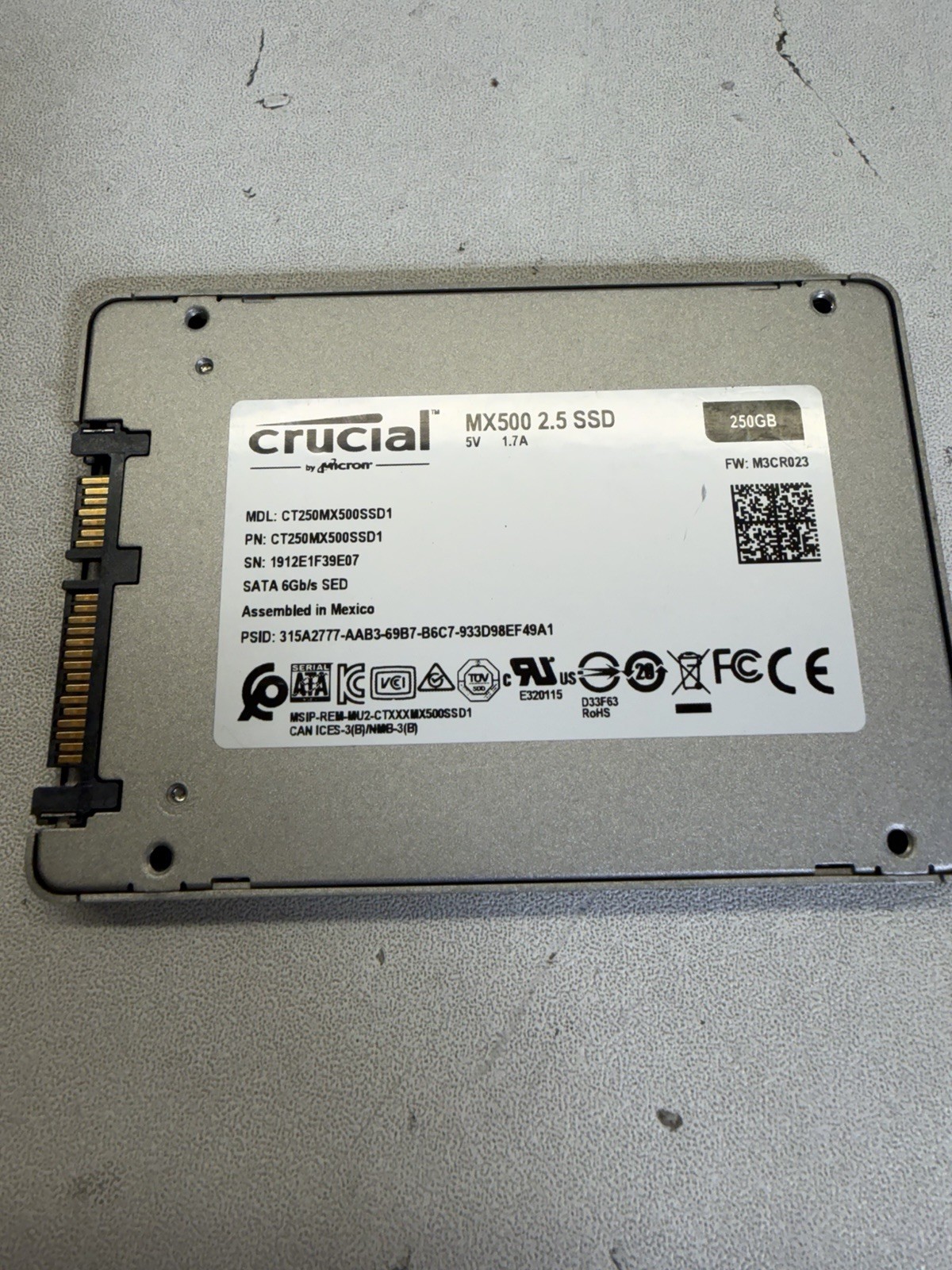 Cruicial MX500 250GB SSD SATA 2.5 Cruicial MX500 250GB SSD SATA 2.5