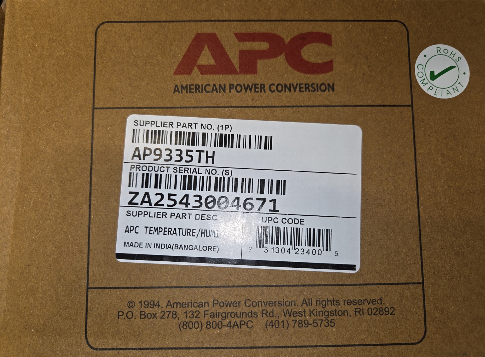 * NEW APC AP9335TH Temperature & Humidity Sensor NetBotz Smart-UPS * NEW APC AP9335TH Temperature & Humidity Sensor NetBotz Smart-UPS