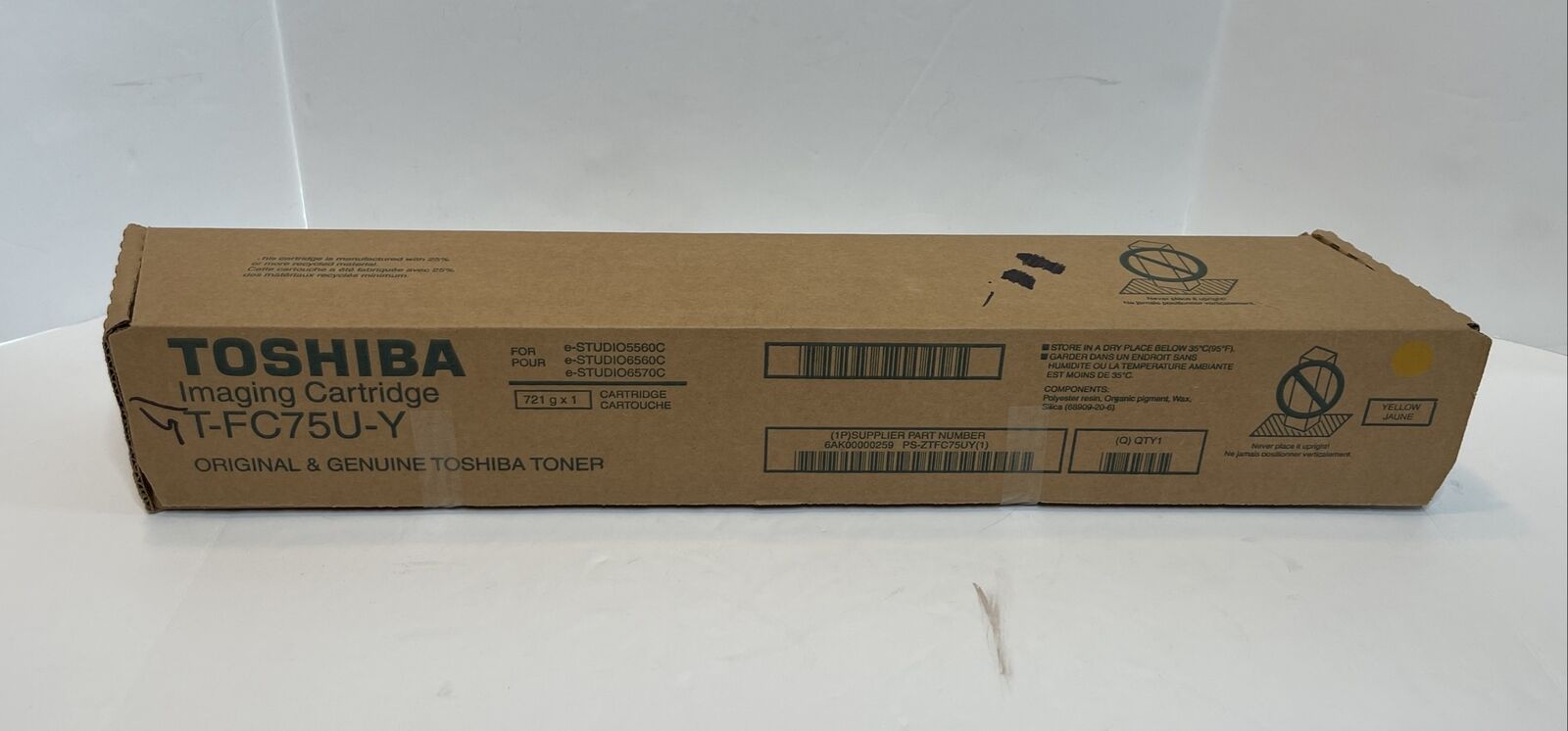 Brand New Toshiba T-FC75U-Y Yellow Toner Ctg for Toshiba e-STUDIO 5560c Series