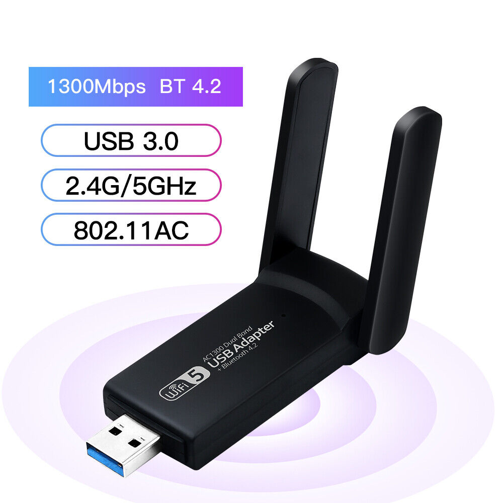 USB WiFi Bluetooth Adapter 2.4G/5G Network Adapter for Desktop PC Bluetooth 4.2
