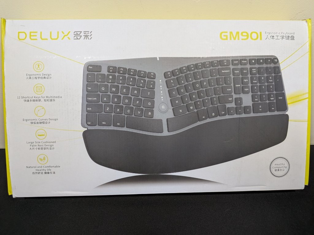 Delux GM901 Wired Ergonomic Keyboard Split Key Palm Rest Black Delux GM901 Wired Ergonomic Keyboard Split Key Palm Rest Black