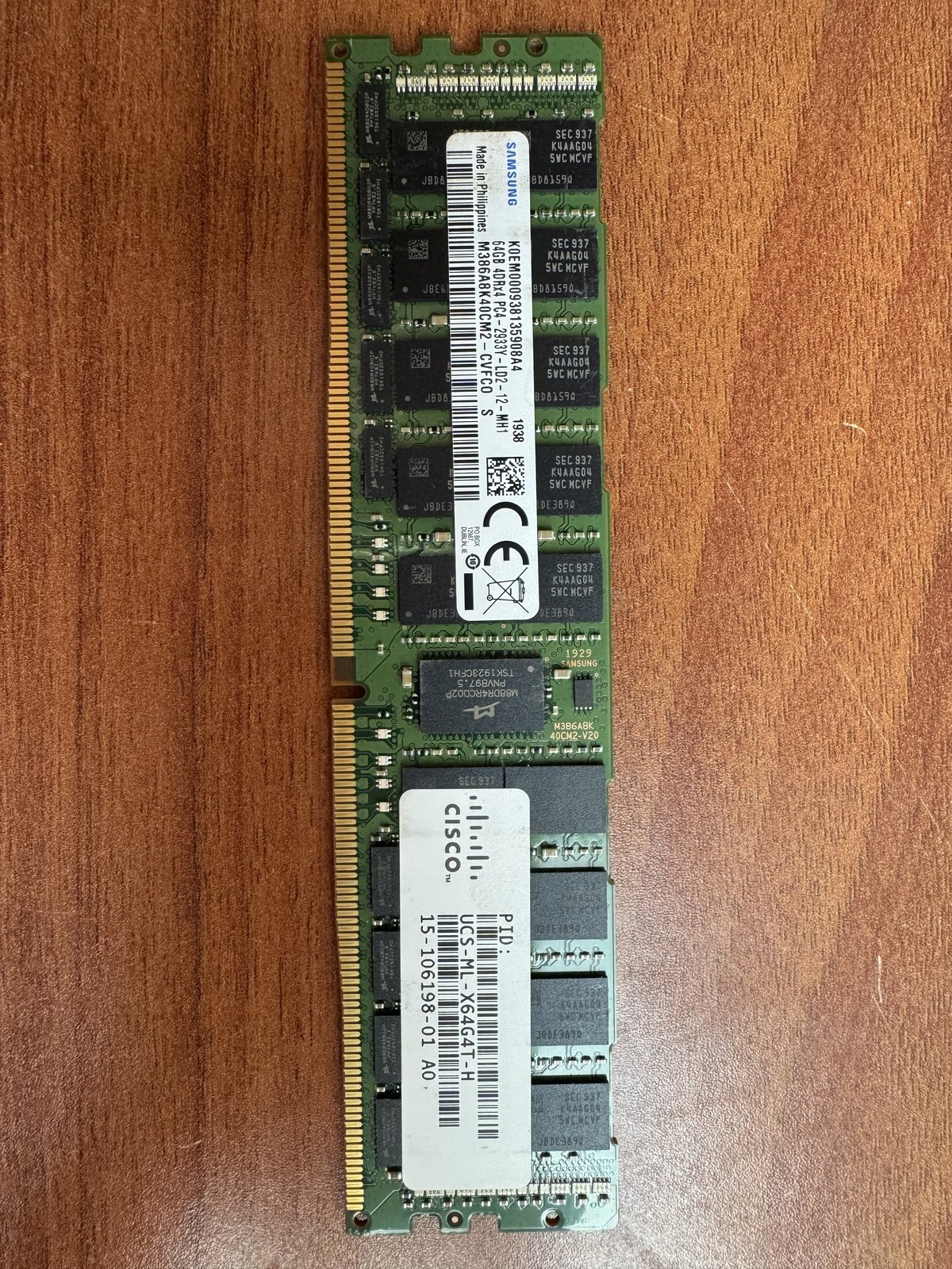 Cisco UCS-ML-X64G4T-H 64GB DDR4-2933 LRDIMM SN K0EM000938135908A4 Cisco UCS-ML-X64G4T-H 64GB DDR4-2933 LRDIMM SN K0EM000938135908A4