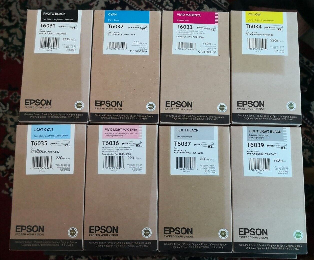 2015/2021 Set 8 EPSON T6031 T6032 T6033 T6034 T6035 T6036 T6037 T6039 INK 7880