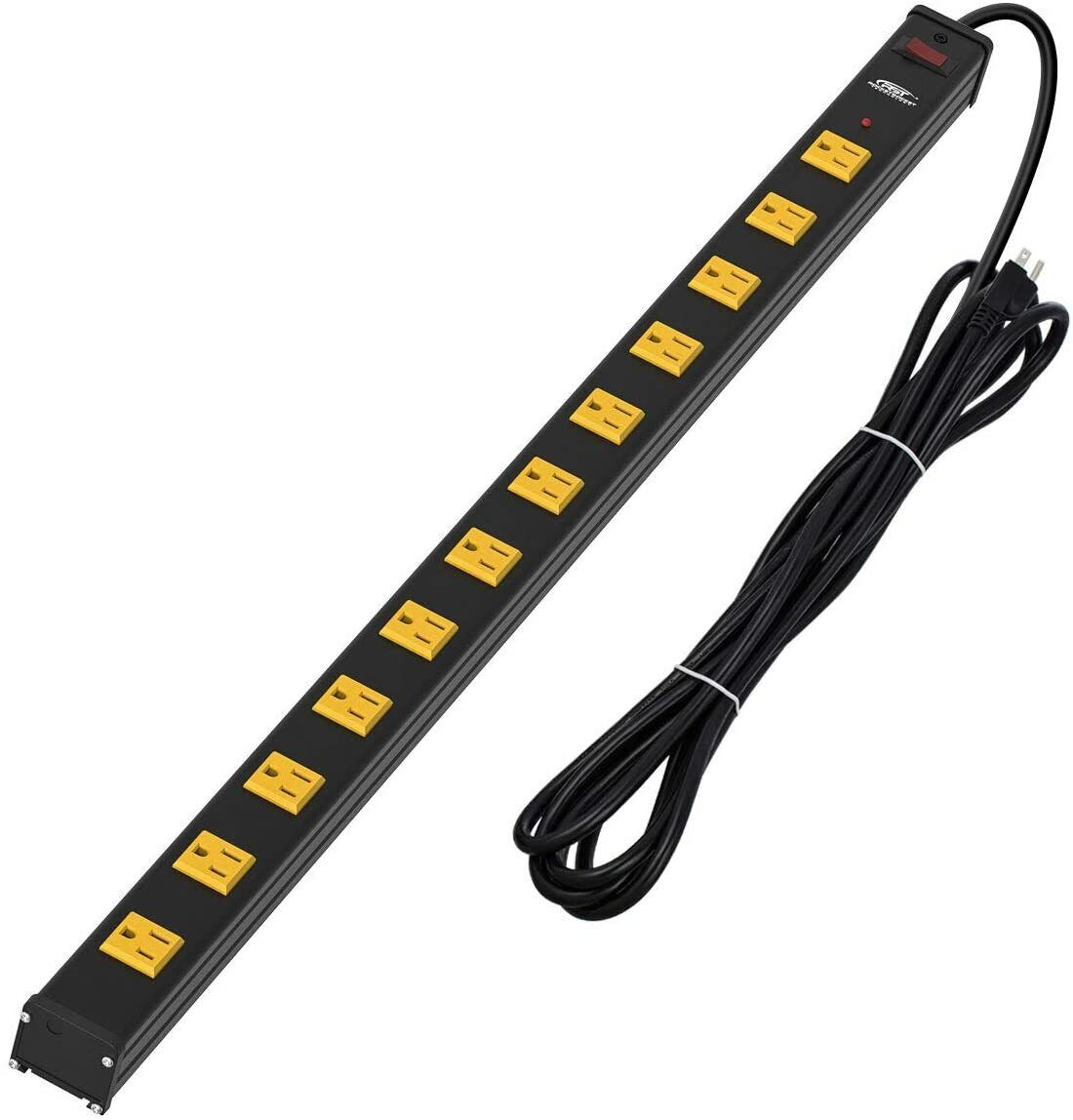 Heavy Duty Surge Protector Power Strip Wide Spaced 12-Outlet 15 Feet