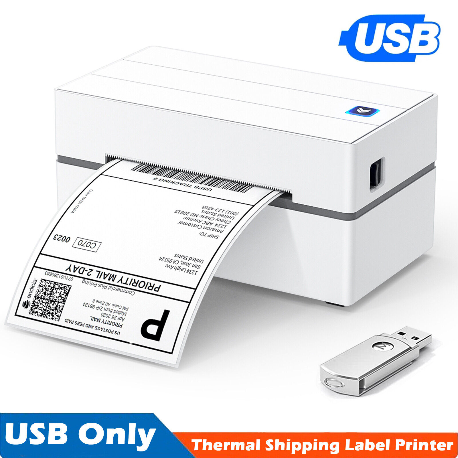 MUNBYN P130 Thermal Shipping Label Printer 4x6 USB Label Printer w/ Flash Drive
