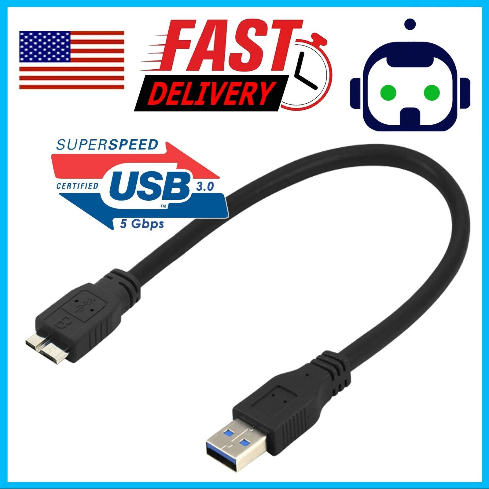 USB 3.0 CABLE CORD FOR SEAGATE BACKUP PLUS SLIM PORTABLE EXTERNAL HARD DRIVE HDD