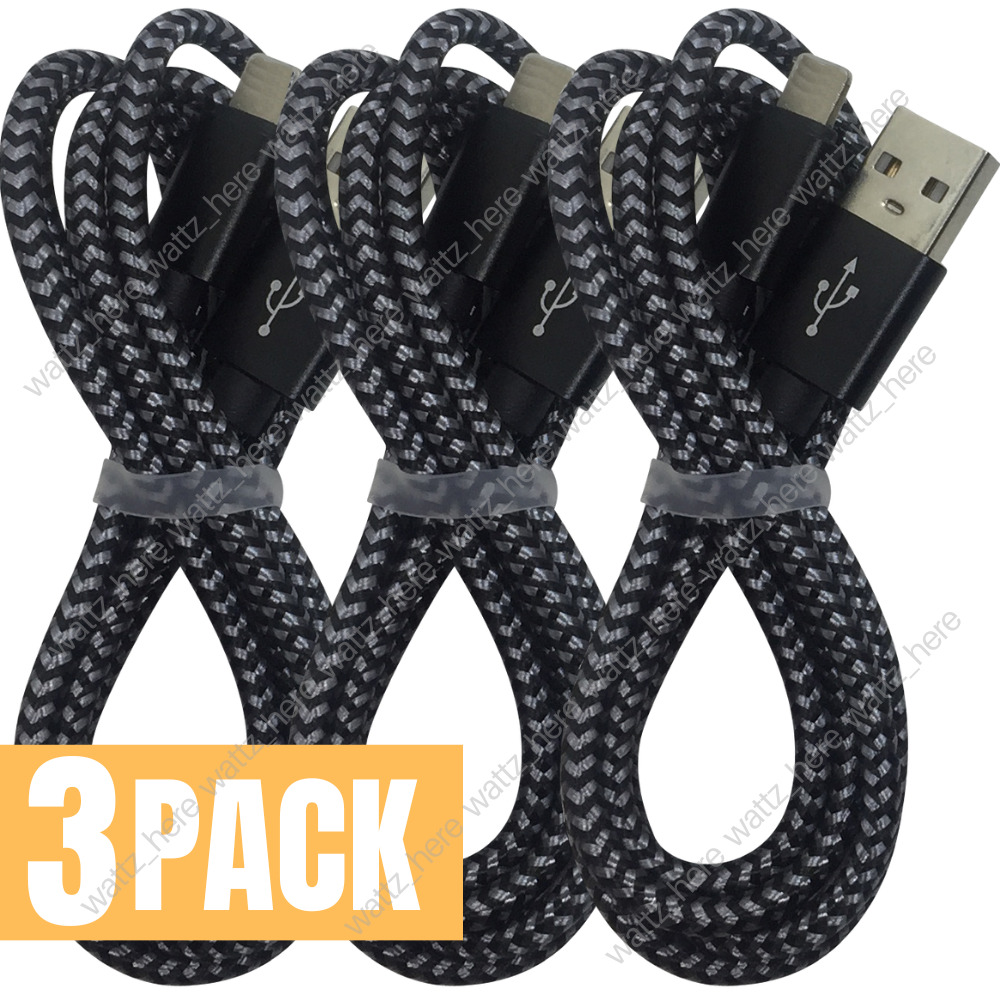 3 Pack 6Ft Braided USB Charger Cable For Apple iPhone SE XR 8 7 6 Charging Cord