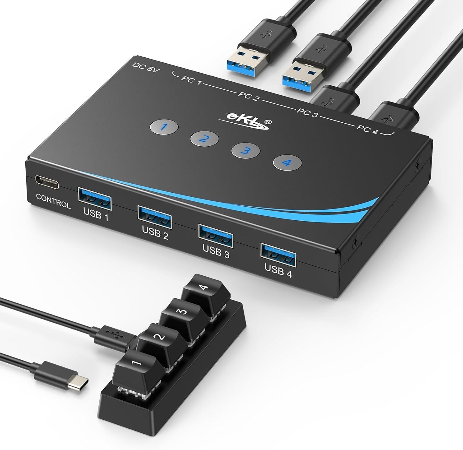 USB 3.0 Switch 4 Computers Sharing USB Peripherals, 4 Port USB Switcher Shari... USB 3.0 Switch 4 Computers Sharing USB Peripherals, 4 Port USB Switcher Shari...