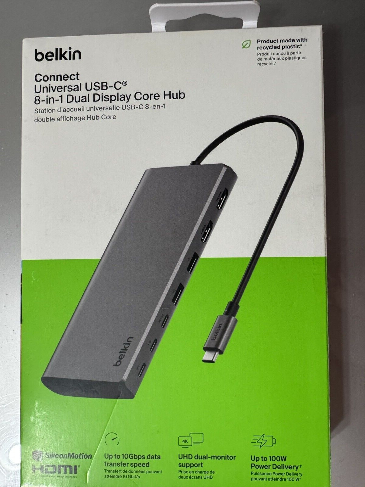 Belkin - Connect Universal USB-C 8-in-1 Dual Display Core Hub