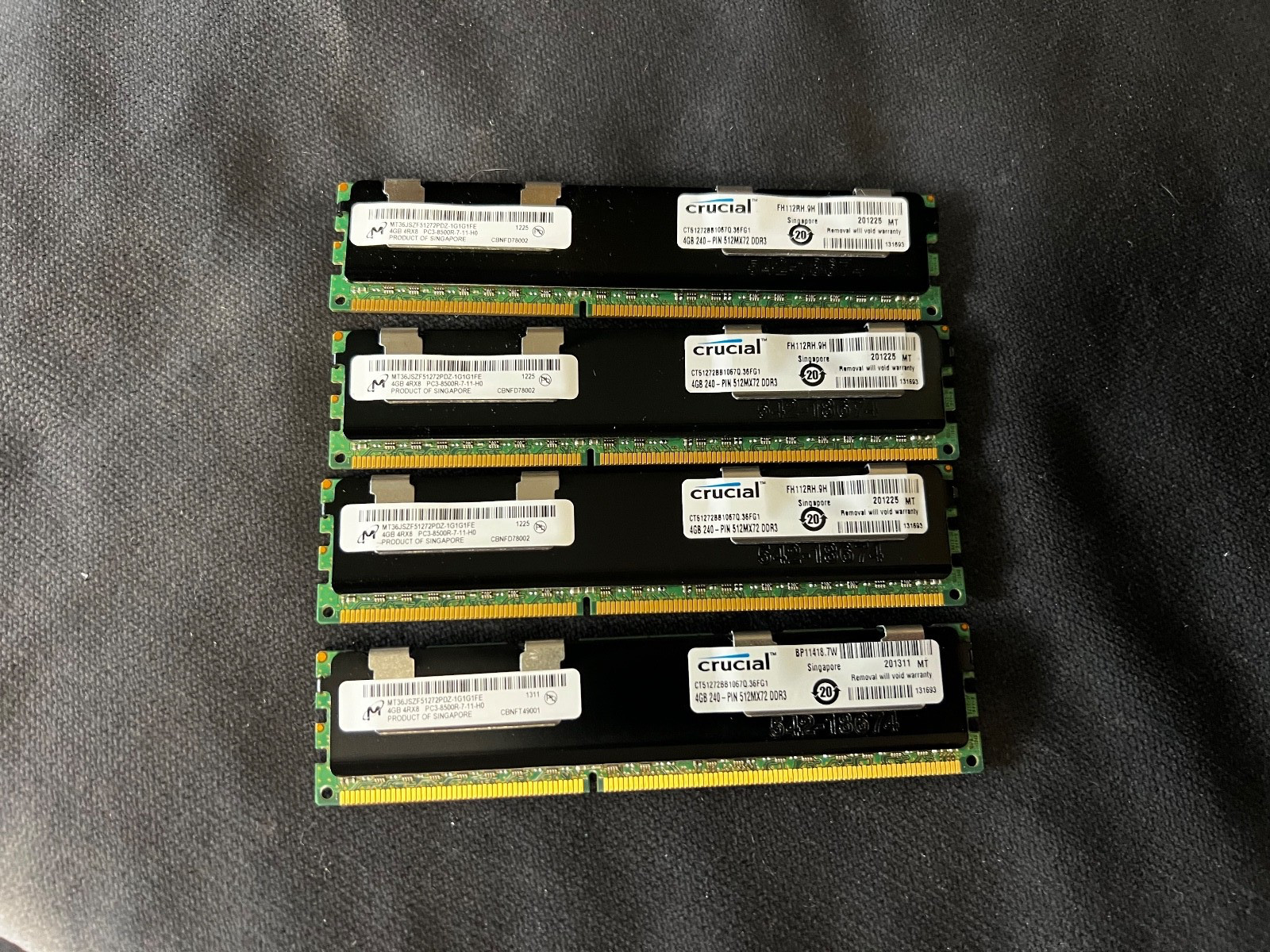Micron Crucial 16GB (4ea x 4GB) 4Rx8 PC3-8500R Memory MT36JSZF51272PDZ-1G1GFE Micron Crucial 16GB (4ea x 4GB) 4Rx8 PC3-8500R Memory MT36JSZF51272PDZ-1G1GFE