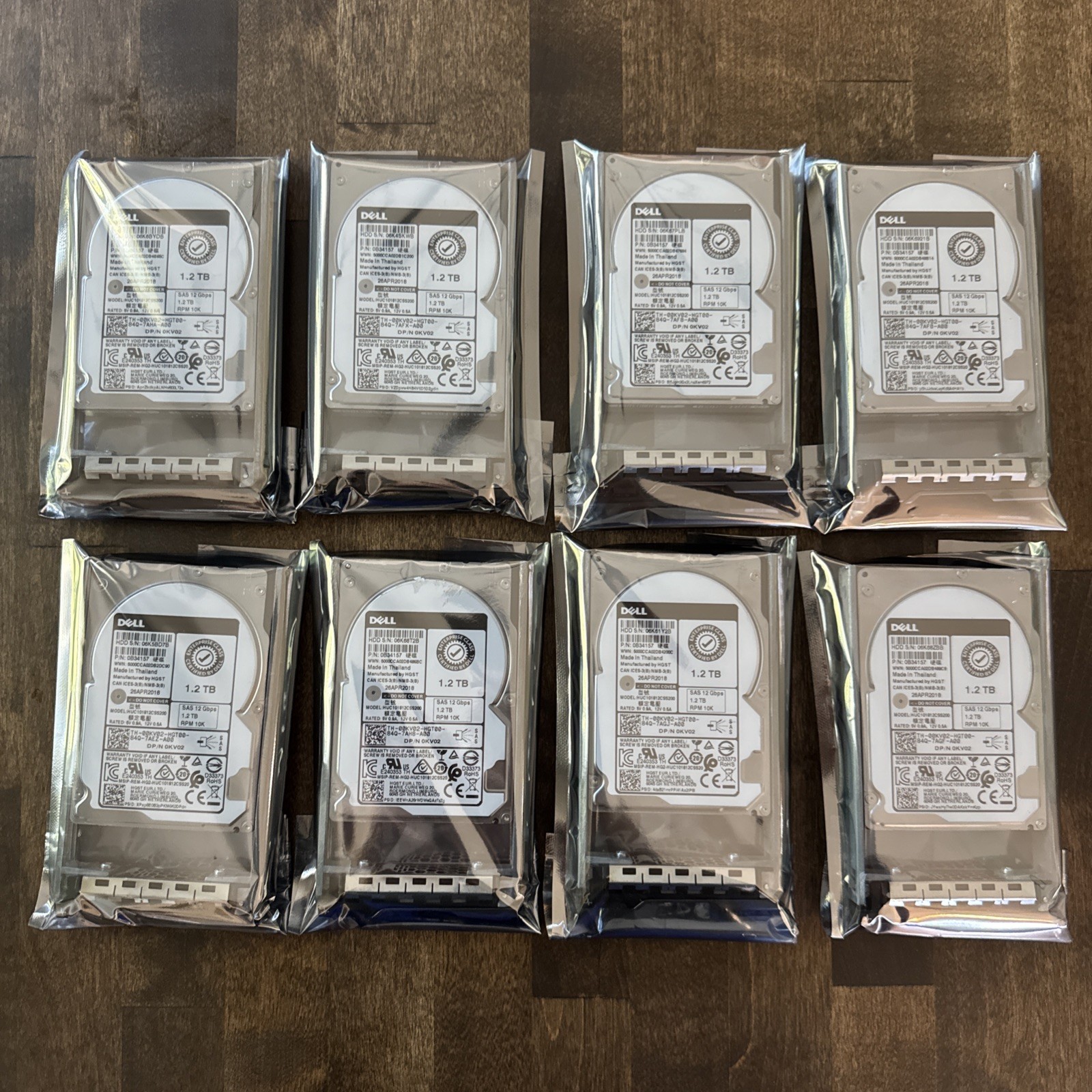 LOT OF 8 - Enterprise Server Dell 1.2TB 2.5in 10K SAS 12Gbps HDD HUC101812CSS200