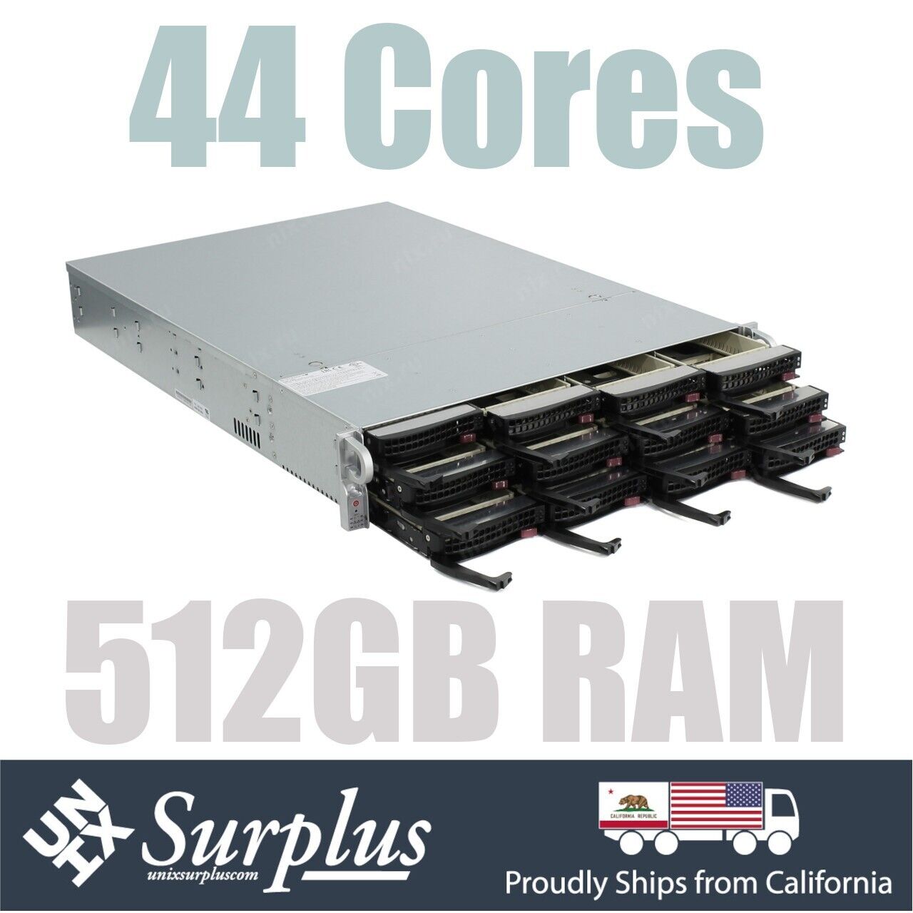 2U ZFS TRUNAS Server 2x Xeon E5-2699 V4 22 Cores 512GB RAM 12 Bay SAS3 HBA 4x10G