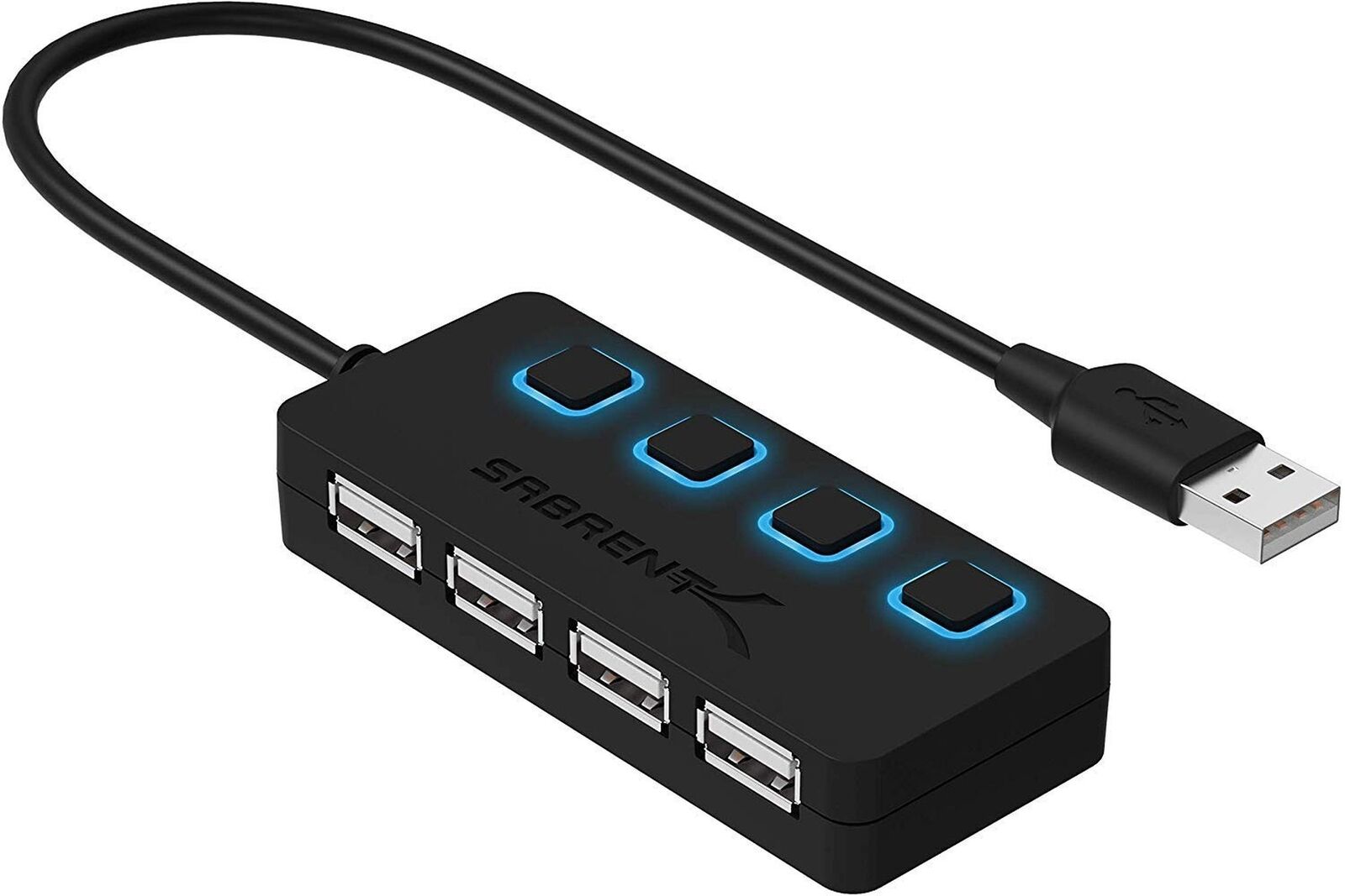 SABRENT 4 Port USB 2.0 Data Hub with Individual LED lit Power Switches [Charg...