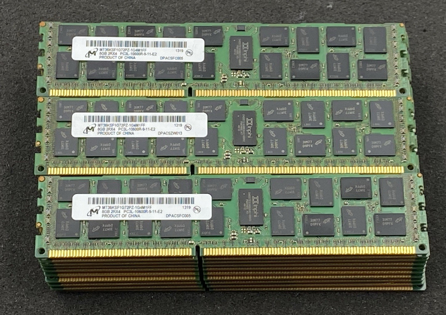 LOT OF 30 8GB 2Rx4 PC3L-10600R-9-11-E2 MT36KSF1G72PZ-1G4M1FF DDR3 Server RAM LOT OF 30 8GB 2Rx4 PC3L-10600R-9-11-E2 MT36KSF1G72PZ-1G4M1FF DDR3 Server RAM