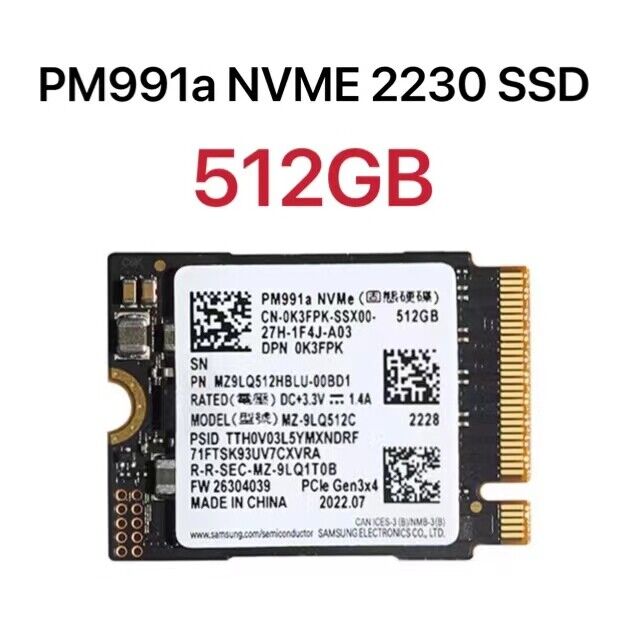 New Samsung PM991a 512GB / 1TB 2230 SSD For Microsoft Surface Steam Deck Laptop