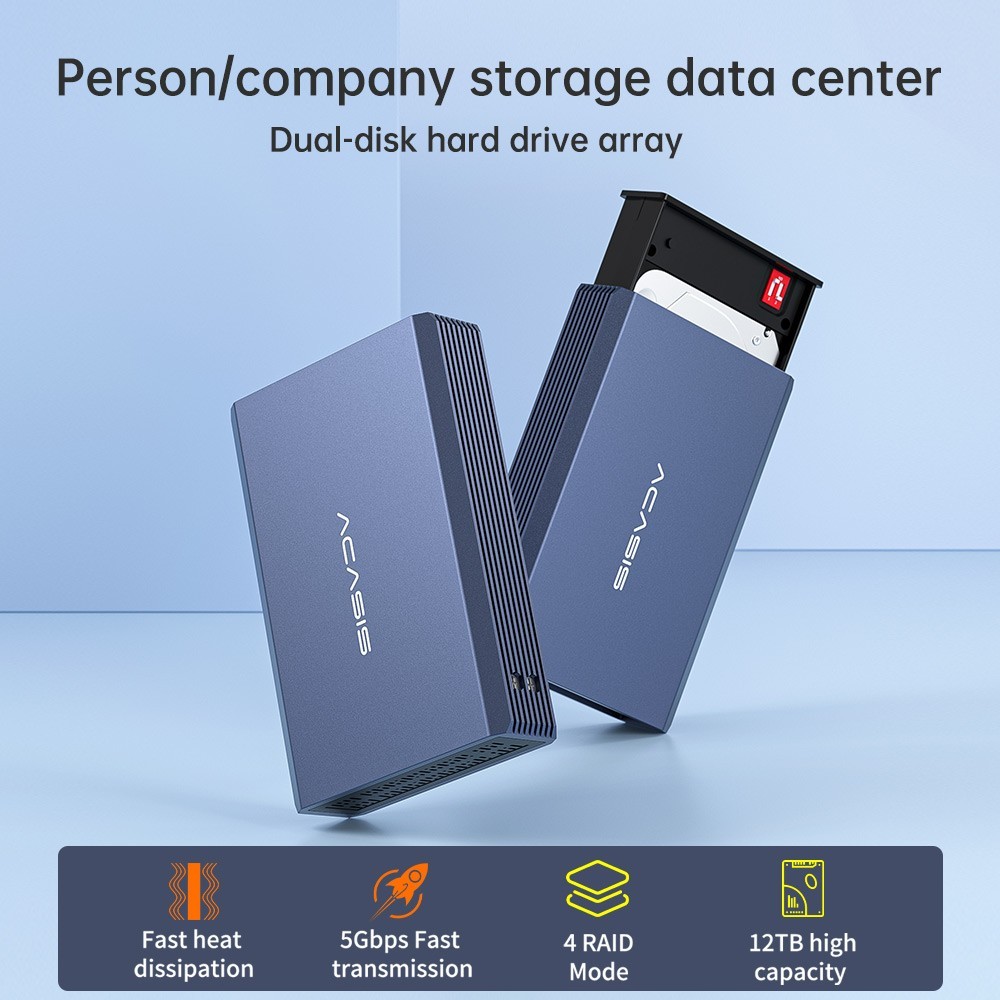 Acasis Dual Bay 2.5 Inch USB-C to SATA HDD SSD RAID Enclosure Acasis Dual Bay 2.5 Inch USB-C to SATA HDD SSD RAID Enclosure