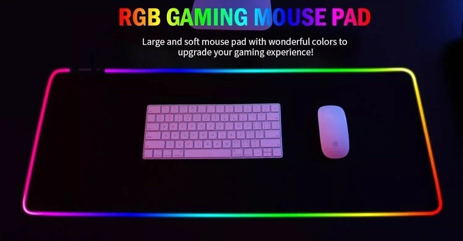 LED Large Gaming Mousepad Extended Computer Desk Mat USB 14 Lighting Modes