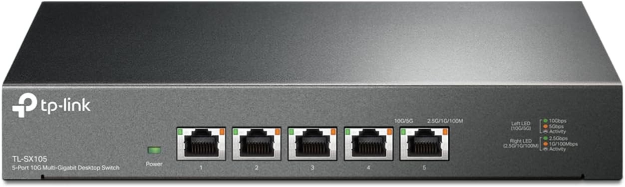 TP-Link TL-SX105 5 Port 10G Multi-Gig Unmanaged Ethernet Switch Desktop Wall TP-Link TL-SX105 5 Port 10G Multi-Gig Unmanaged Ethernet Switch Desktop Wall