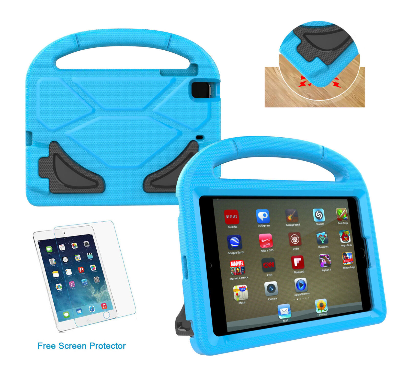 Kids Case for iPad Mini 1 2 3 4 5 Butterfly EVA Shockproof Handle Foam Case