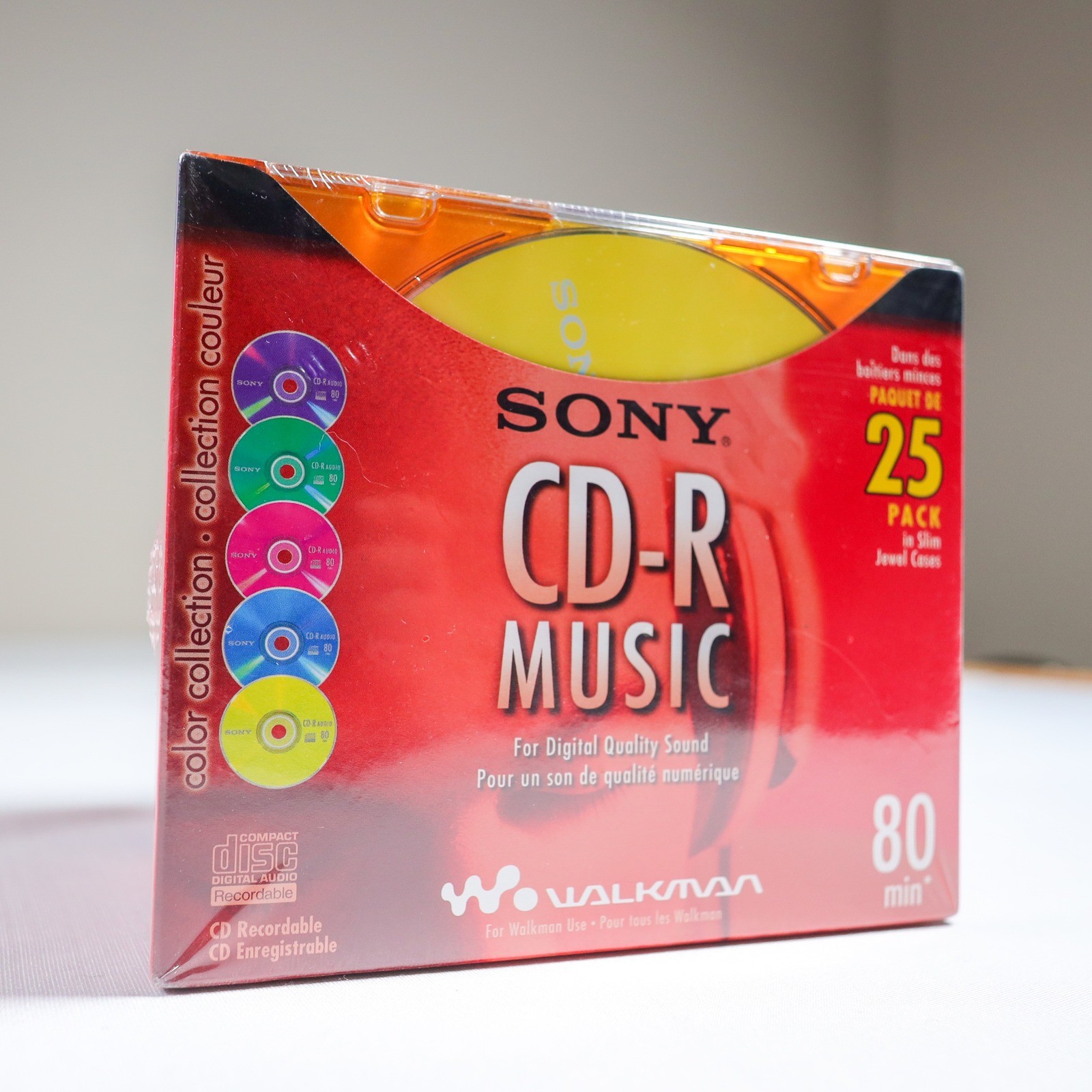 Sony CD-R Music 25 Pack Multi Color Walkman Slim Jewel Case 80 Min New Sealed Sony CD-R Music 25 Pack Multi Color Walkman Slim Jewel Case 80 Min New Sealed
