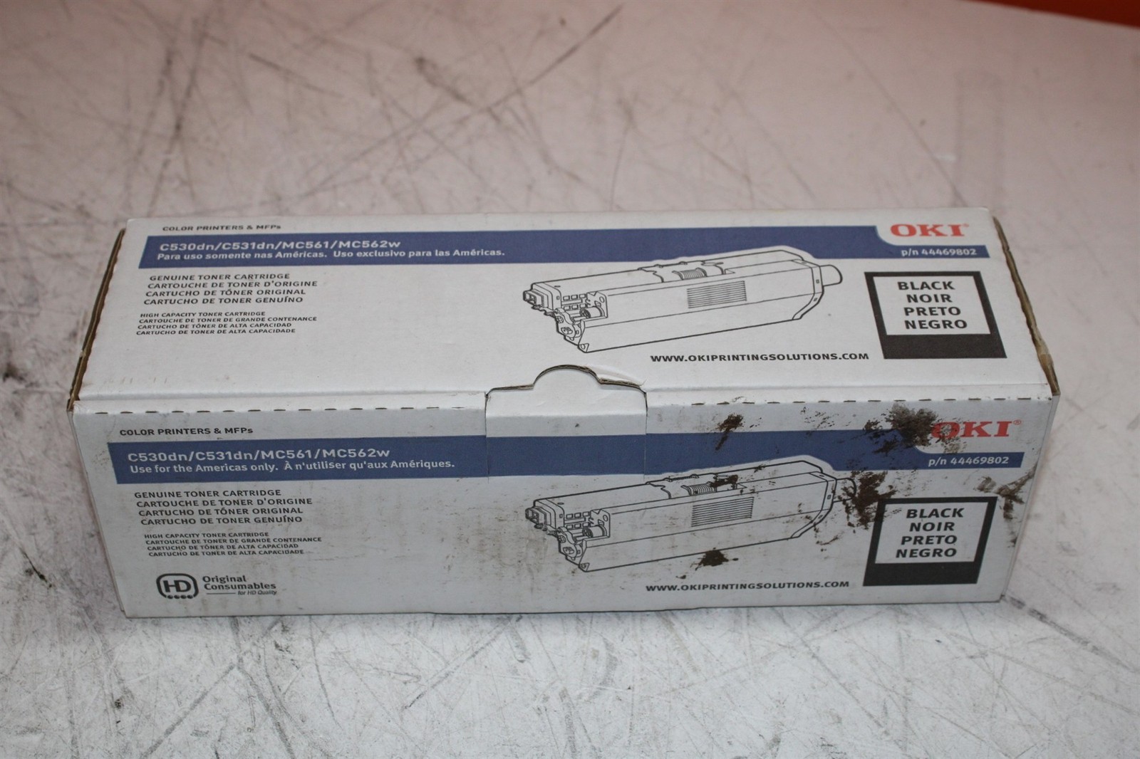 New OKI 44469802 Genuine Black Toner for C530dn/C531dn/MC561/MC562w Open Box