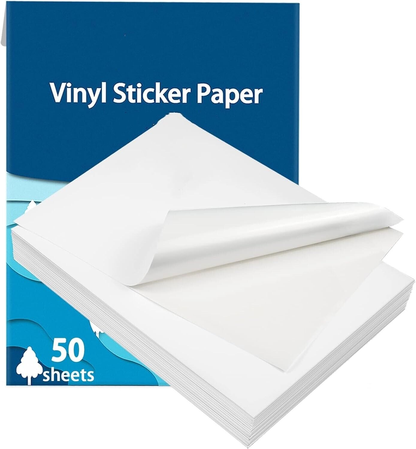 50 Sheets Sticker Paper for Printers - Printable Vinyl Sticker Paper Waterproof