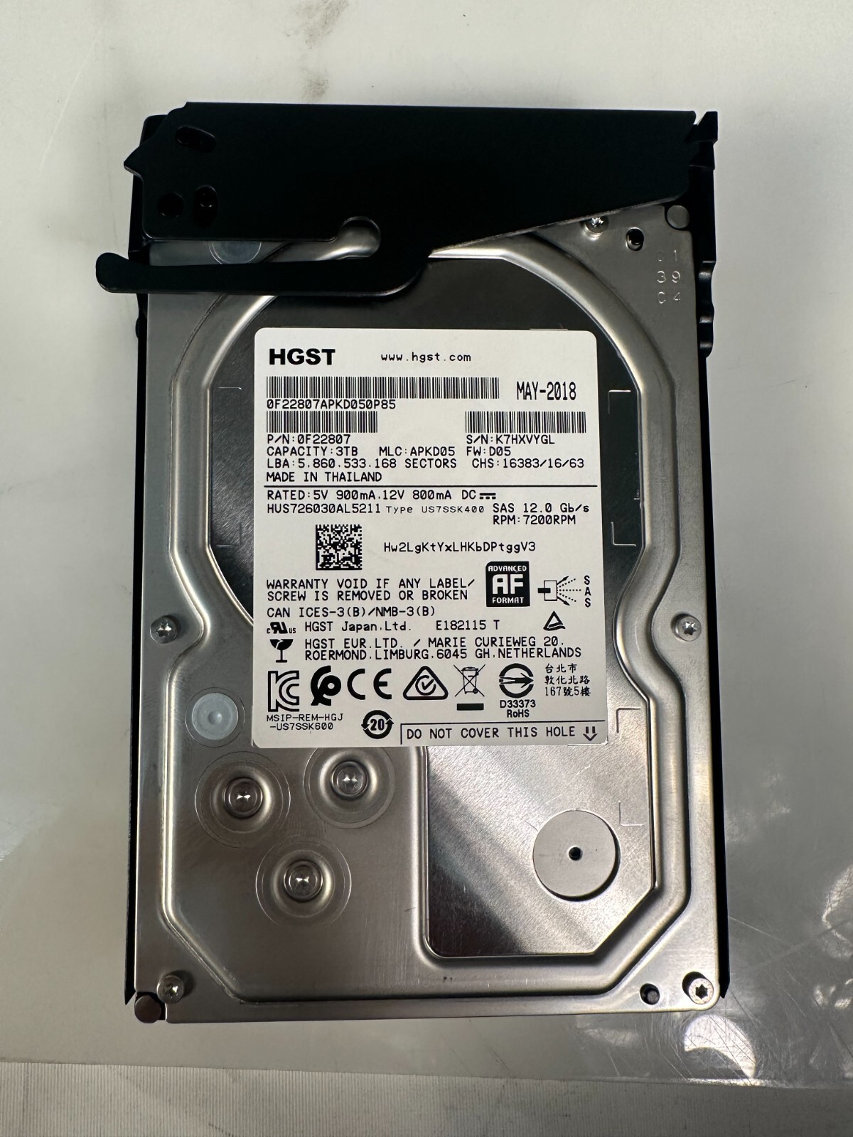 HUS726060AL5211 HITACHI HGST 0F22807 3TB 7200 RPM 128MB CACHE SAS 12GB/S 3.5\