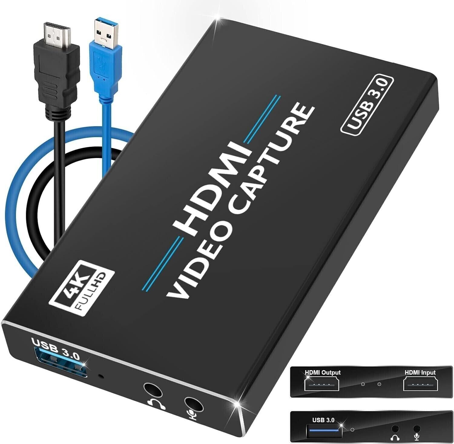 4K Audio Video Capture Card,USB3.0 HDMI Game Capture Device Switch for Streaming