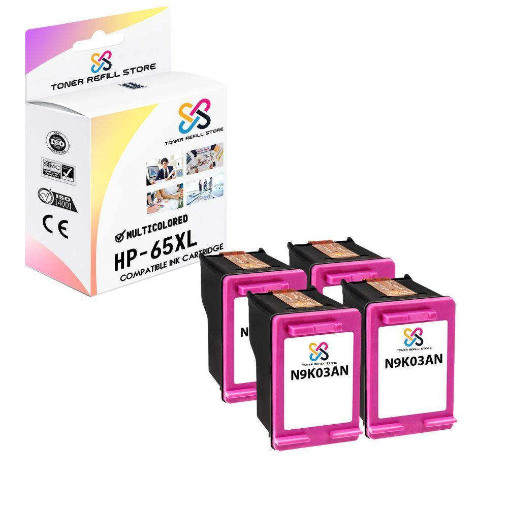 4PK TRS 65XL HY Color Compatible for HP Deskjet 3720 3721 3730 Ink Cartridge