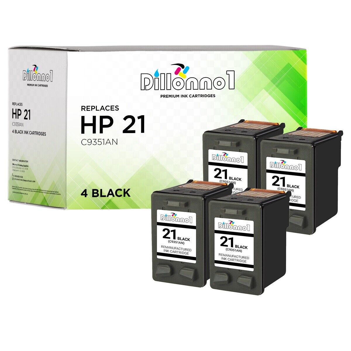 4 PACK For HP 21 Black Ink For Deskjet D1320 D1360 D1400 D1550 D2320 D2360 D2400